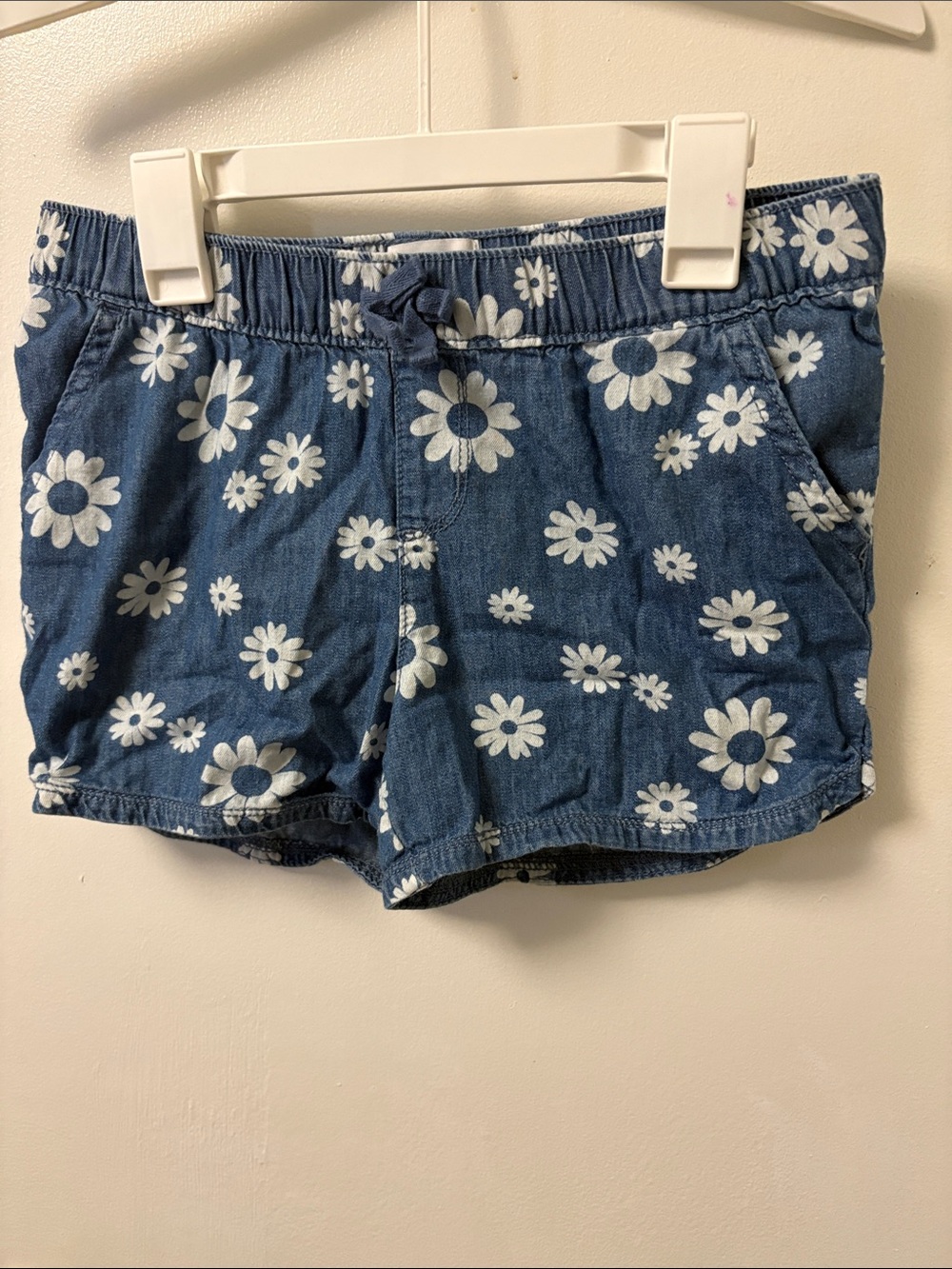 Place Girls Blue Daisy Print Denim-Look Shorts
